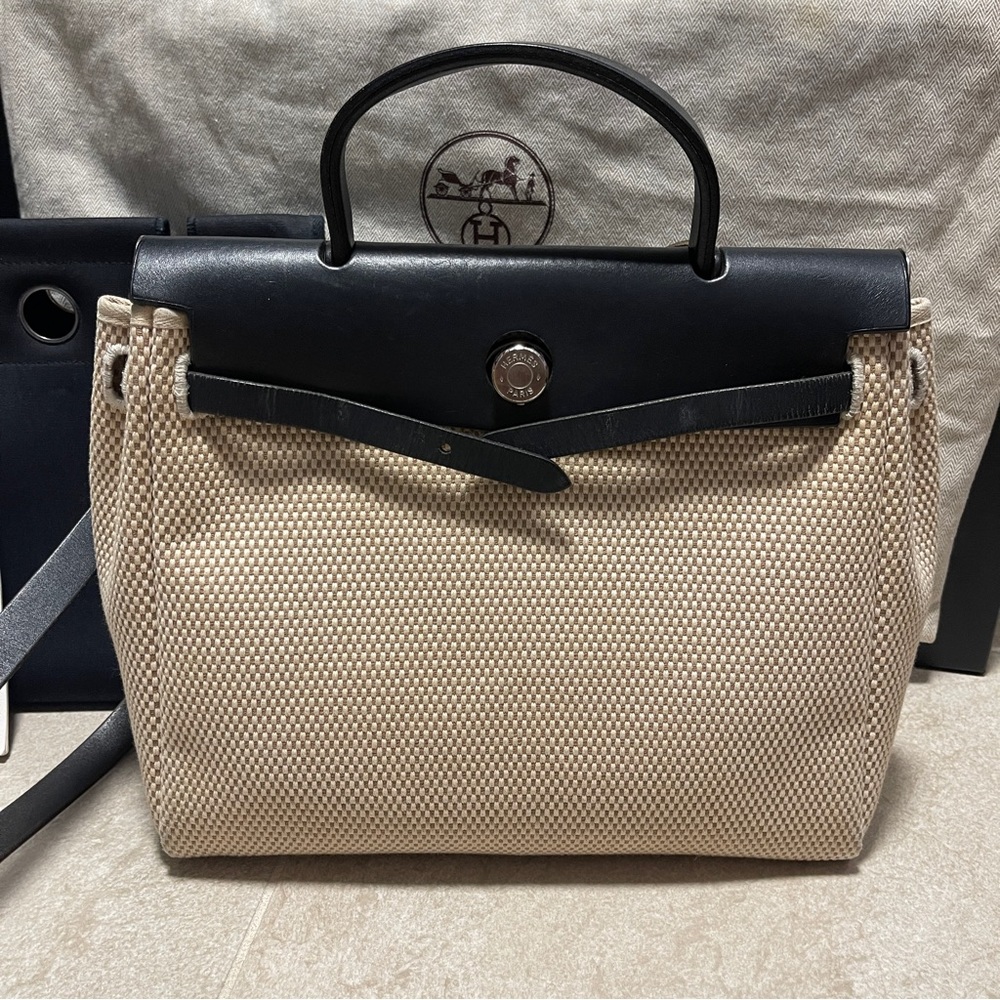 Hermes Herbag 31 Vache Hunter Criss Viking Herbag Zip PM 31 Natural Black